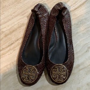 Tory Burch Brown Snakeskin Flats Size 9.5
